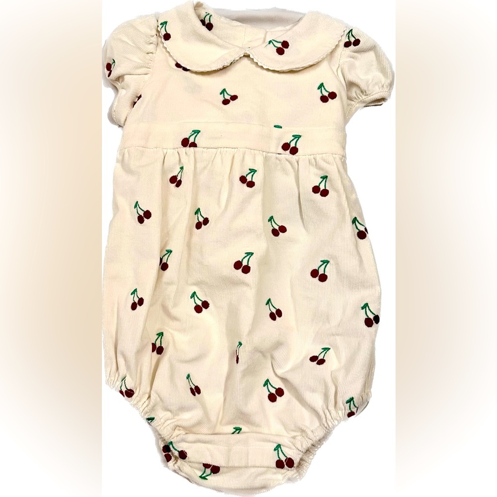 Juniper Puff Sleeve Bubble Size 2T, NWT, Cannoli Cream with Cherries-Excel Cond
